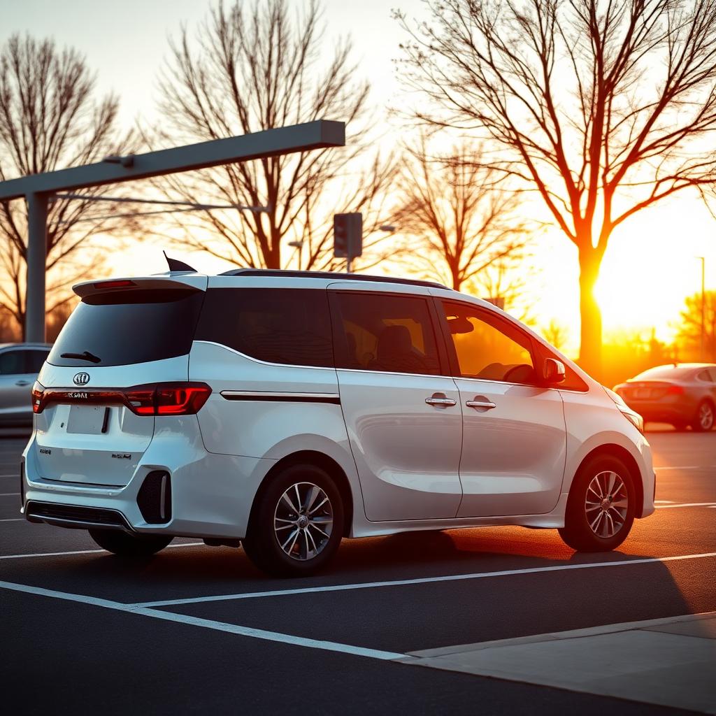 Good Vibes Transit Kia Carnival hybrid van at a park-and-ride lot
